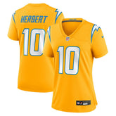 Justin Herbert Los Angeles Chargers Women's Alternate Charger Power Game Jersey - Gold Jerseys