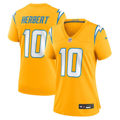 Justin Herbert Los Angeles Chargers Women's Alternate Charger Power Game Jersey - Gold Jerseys