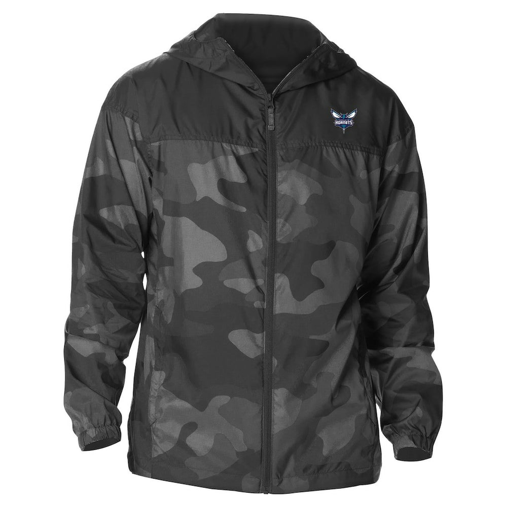 Charlotte Hornets Camo Flash Challenger Windbreaker Full-Zip Jacket Black - Columbia