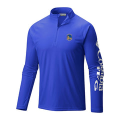 Golden State Warriors Terminal Tackle Raglan Omni-Shade Quarter-Zip Jacket Royal - Columbia
