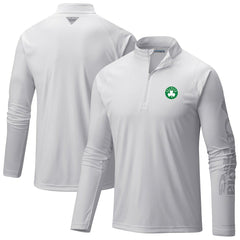 Boston Celtics Terminal Tackle Raglan Omni-Shade Quarter-Zip Jacket White - Columbia
