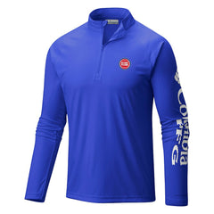 Detroit Pistons Terminal Tackle Raglan Omni-Shade Quarter-Zip Jacket Blue - Columbia