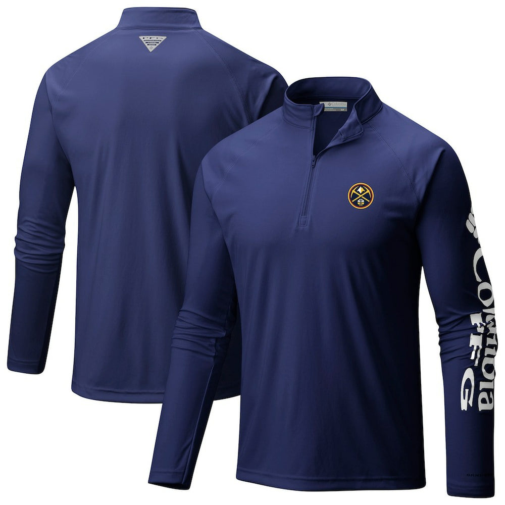 Denver Nuggets Terminal Tackle Raglan Omni-Shade Quarter-Zip Jacket Navy - Columbia outlet