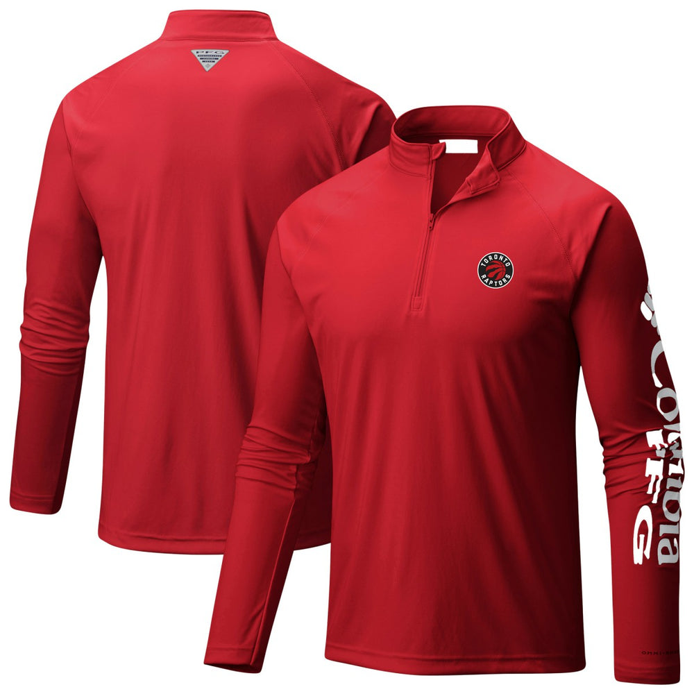 Toronto Raptors Terminal Tackle Raglan Omni-Shade Quarter-Zip Jacket Red - Columbia