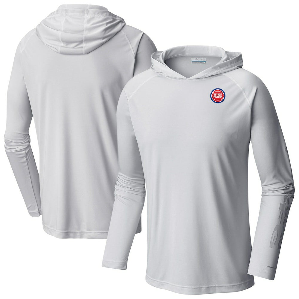 Detroit Pistons Terminal Tackle Long Sleeve Hoodie T-Shirt White - Columbia