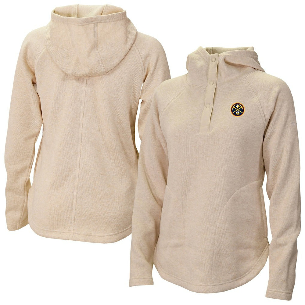 Denver Nuggets Women's Sweater Weather Quarter-Snap Hoodie White - Columbia