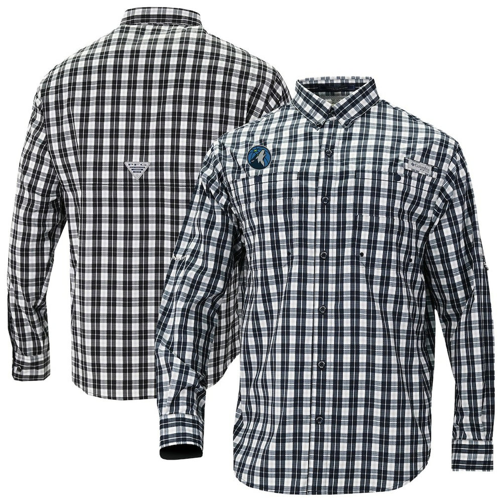 Minnesota Timberwolves Super Tamiami Omni-Shade Long Sleeve Button-Down Shirt Navy - Columbia outlet