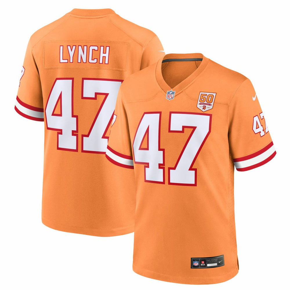 John Lynch Tampa Bay Buccaneers 50th Season Game Jersey - Creamsicle Jerseys