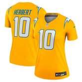 Justin Herbert Los Angeles Chargers Women's Alternate Charger Power Legend Player Performance Top - Gold Tops