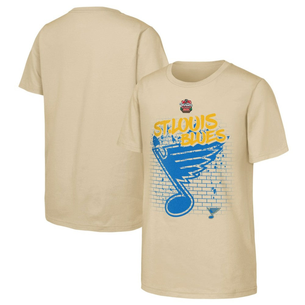 St. Louis Blues Youth 2025 NHL Winter Classic Street Art T-Shirt - Tan | US 202525308