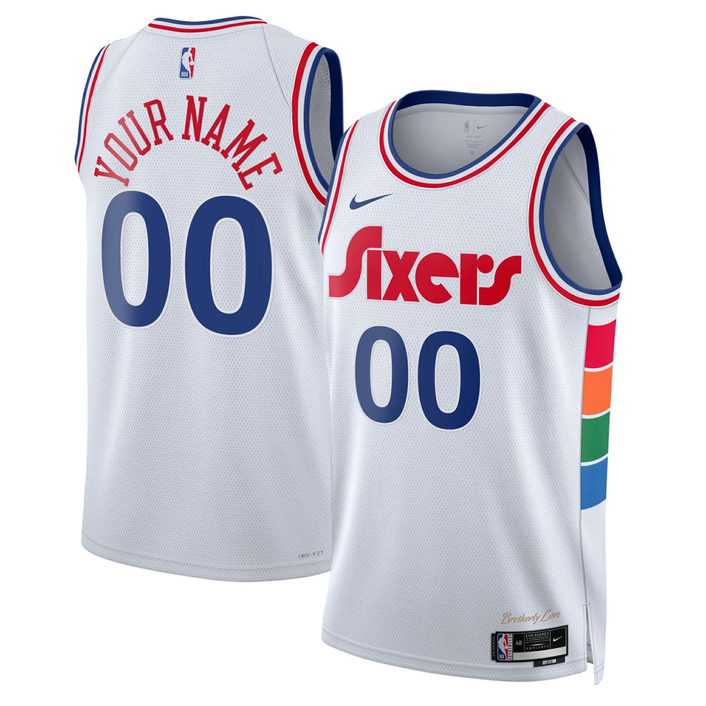 Philadelphia 76ers Unisex 2024/25 Custom Swingman Jersey City Edition White - Nike