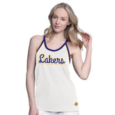 Los Angeles Lakers G-III 4Her by Carl Banks Women's Curveball Racerback Scoop Neck Slub Tank Top White