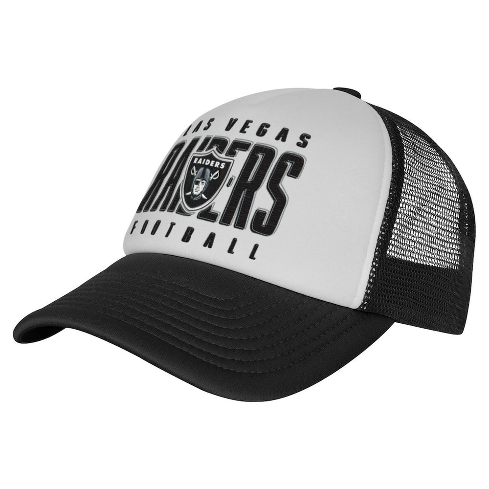 Las Vegas Raiders Youth Essentials Trucker Adjustable Hat - White/Black Hats