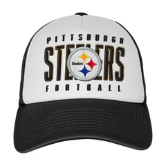 Pittsburgh Steelers Youth Essentials Trucker Adjustable Hat - White/Black Hats