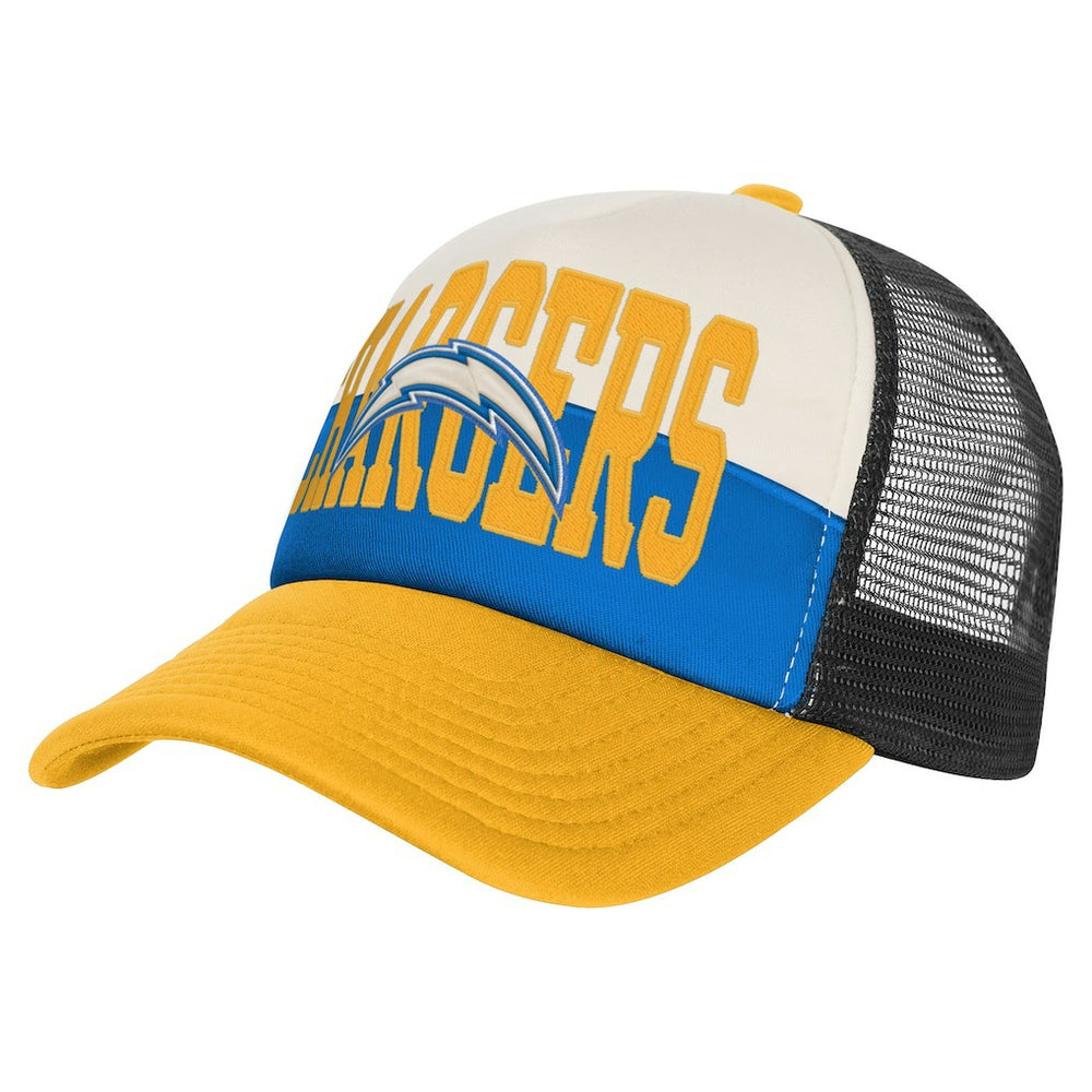 Los Angeles Chargers Youth Modern Fan Trucker Adjustable Hat - White/Gold Hats