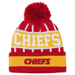 Kansas City Chiefs Outerstuff Youth Go Fast Cuffed Knit Hat with Pom - Red Hats