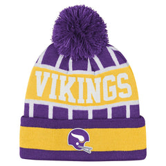 Minnesota Vikings Outerstuff Youth Go Fast Cuffed Knit Hat with Pom - Purple Hats