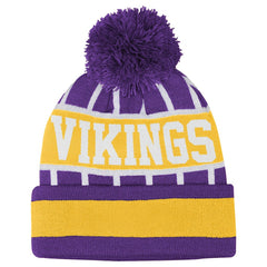 Minnesota Vikings Outerstuff Youth Go Fast Cuffed Knit Hat with Pom - Purple Hats