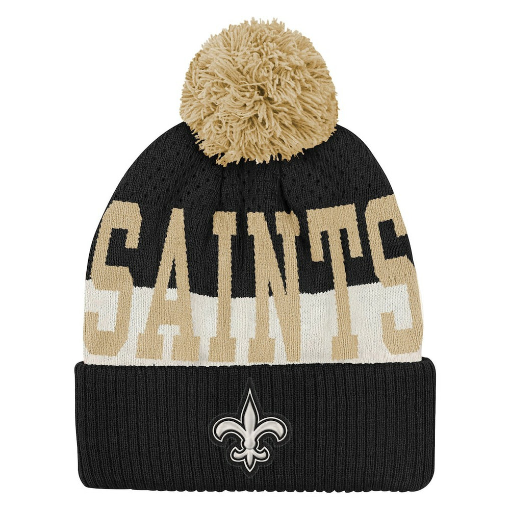 New Orleans Saints Outerstuff Youth Modern Fan Cuffed Knit Hat with Pom - Black Hats