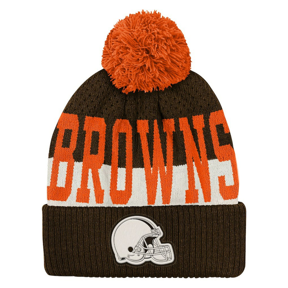 Cleveland Browns Outerstuff Youth Modern Fan Cuffed Knit Hat with Pom - Brown Hats
