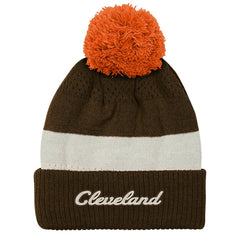 Cleveland Browns Outerstuff Youth Modern Fan Cuffed Knit Hat with Pom - Brown Hats