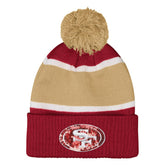 San Francisco 49ers Outerstuff Girls Let's Play Cuffed Knit Hat with Pom - Scarlet Hats