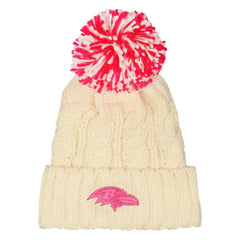 Baltimore Ravens Outerstuff Girls Cable Cuffed Knit Hat with Pom - White Hats