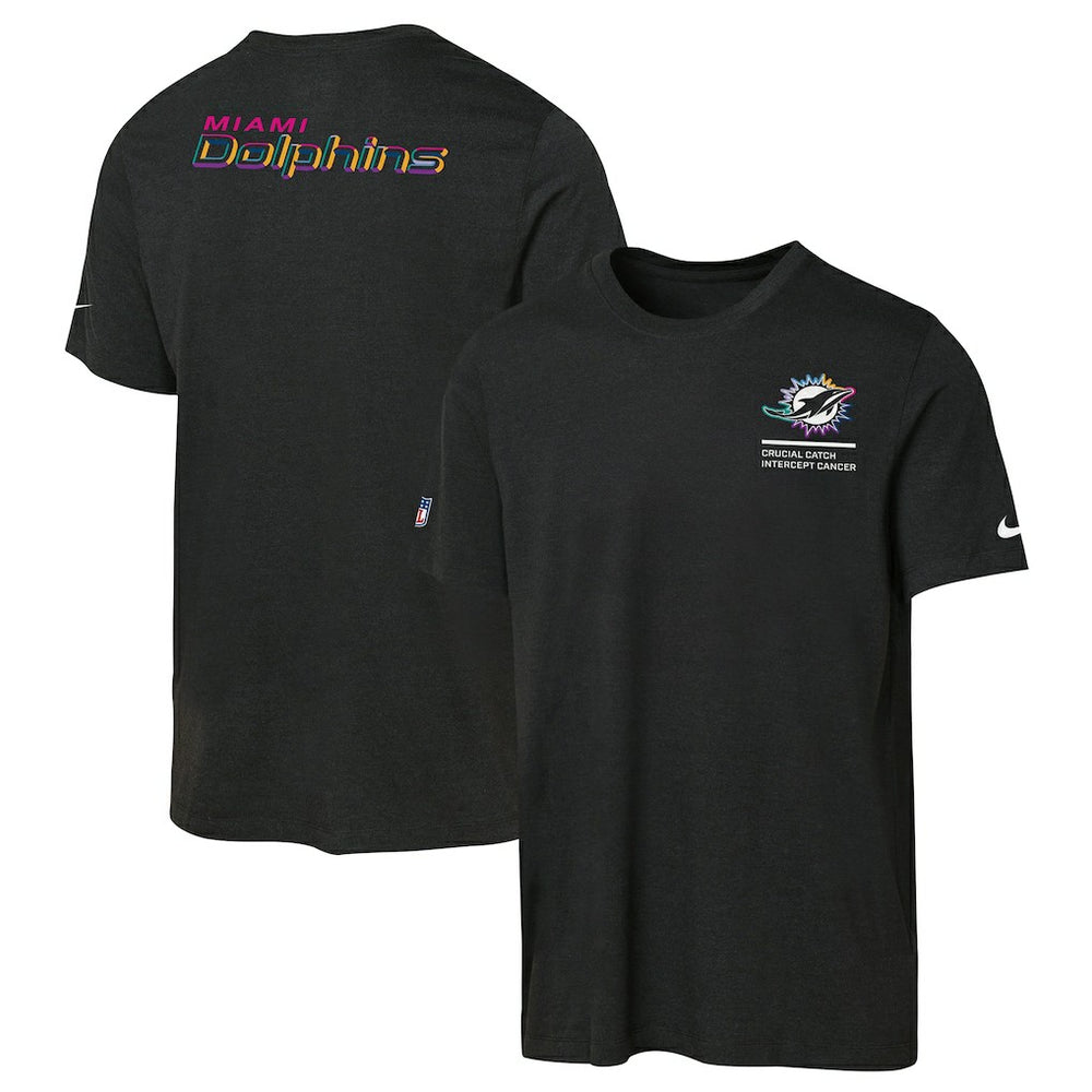 Miami Dolphins Youth 2025 NFL Crucial Catch Tri-Blend Dri-FIT T-Shirt - Black T-shirts