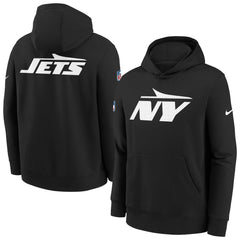 New York Jets Youth Sideline Club Fleece Hoodie - Black Hoodies
