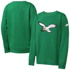 Philadelphia Eagles Youth Rewind Essential Pullover Crewneck Sweatshirt - Kelly Green Pullover