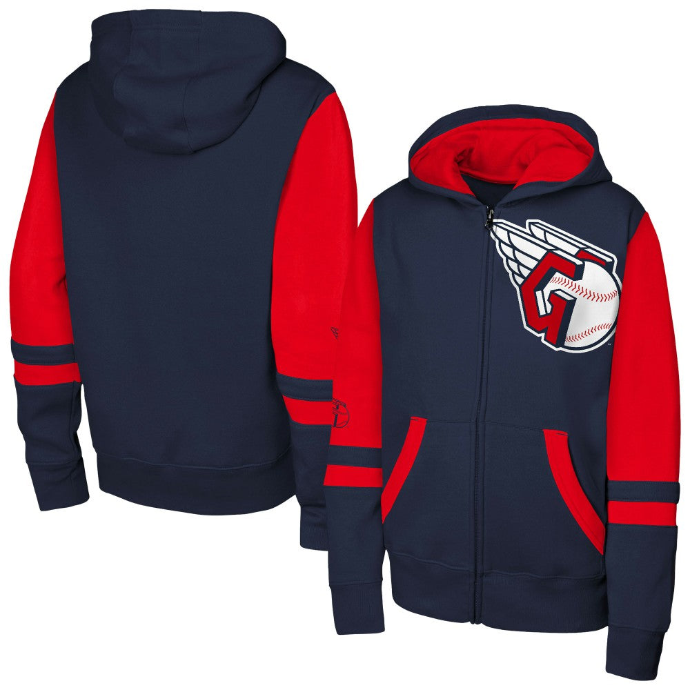 Cleveland Guardians Outerstuff Youth Stadium Colorblock Full-Zip Hoodie - Navy Hoodies