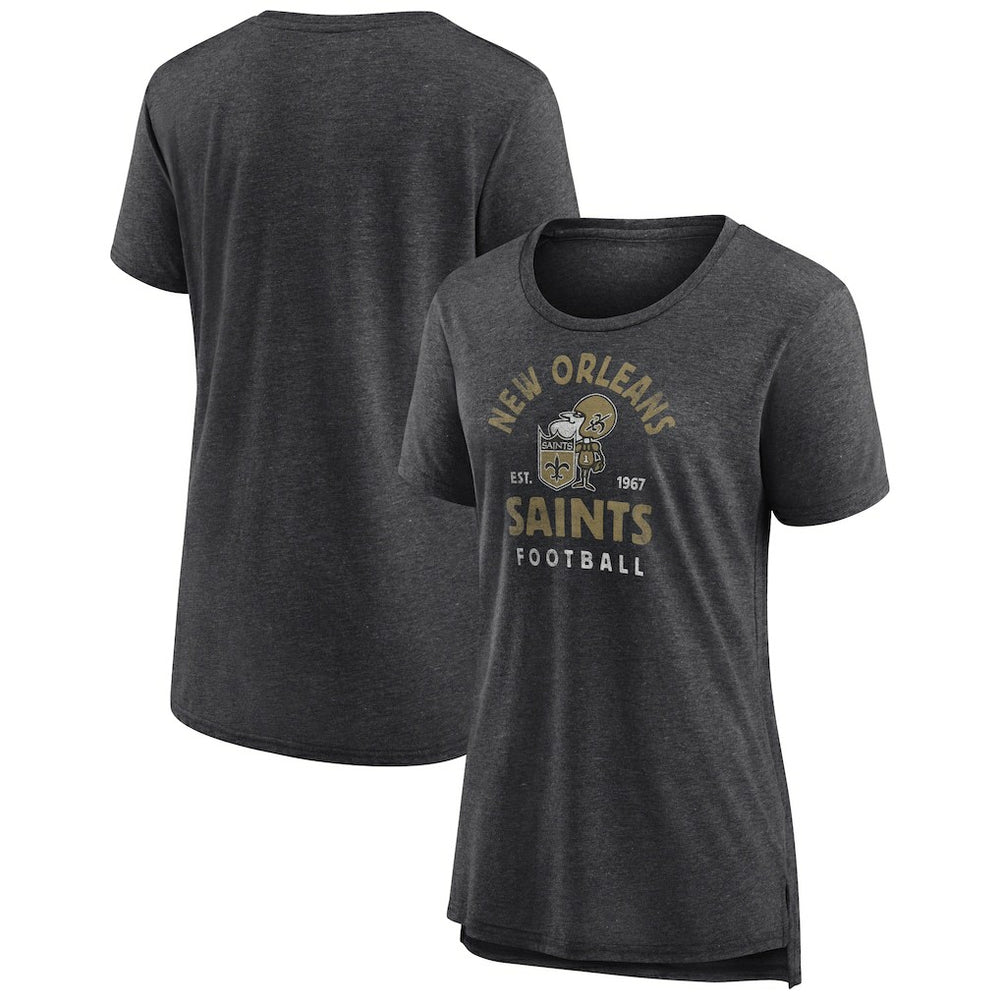 New Orleans Saints Women's Vintage Arch Tri-Blend T-Shirt - Charcoal T-shirts