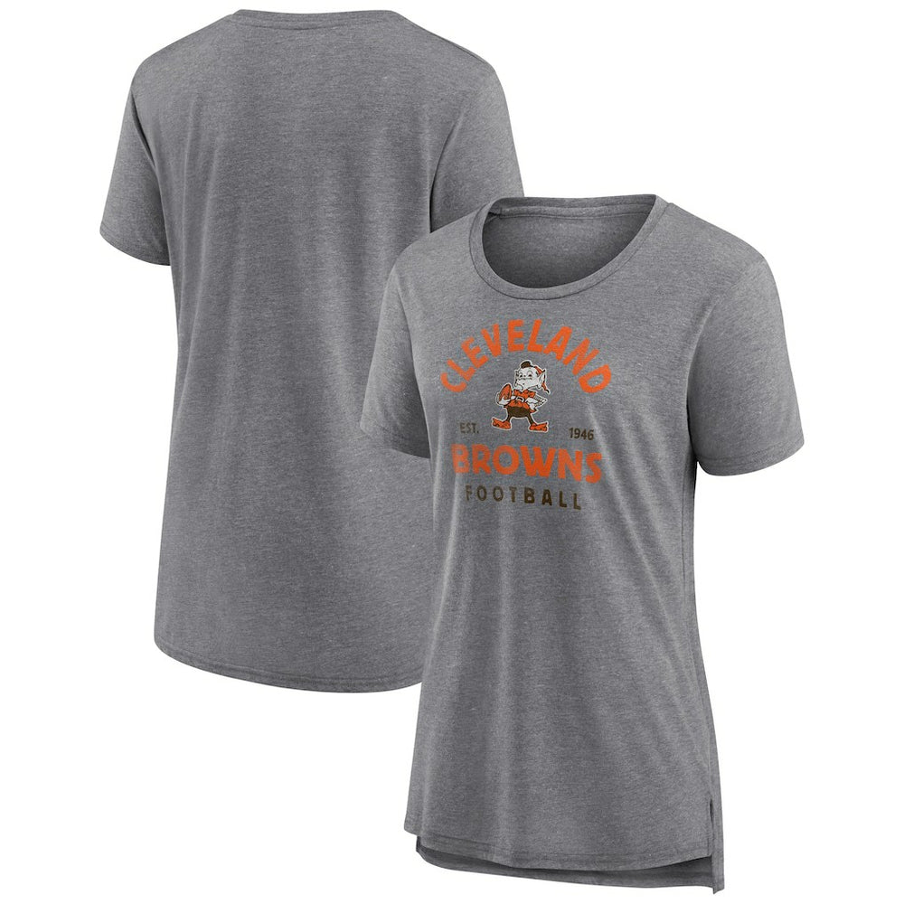 Cleveland Browns Women's Vintage Arch Tri-Blend T-Shirt - Gray T-shirts