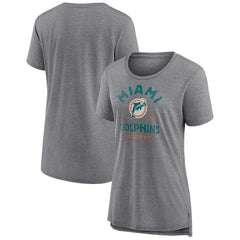 Miami Dolphins Women's Vintage Arch Tri-Blend T-Shirt - Gray T-shirts