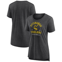 Pittsburgh Steelers Women's Vintage Arch Tri-Blend T-Shirt - Charcoal T-shirts