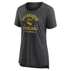 Pittsburgh Steelers Women's Vintage Arch Tri-Blend T-Shirt - Charcoal T-shirts