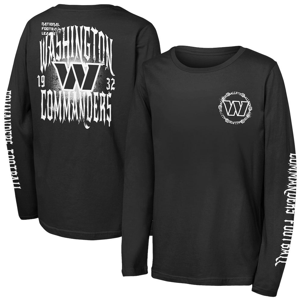 Washington Commanders Outerstuff Youth Rumble Long Sleeve T-Shirt - Black T-shirts