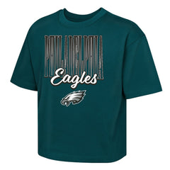 Philadelphia Eagles Outerstuff Girls Youth Big City Boxy T-Shirt - Midnight Green T-shirts