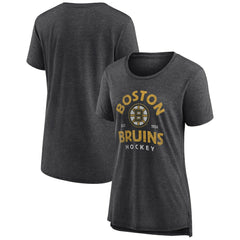 Boston Bruins Women's Vintage Arch Tri-Blend T-Shirt - Gray | US 202545413