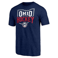 Columbus Blue Jackets Shoot to Score Tri-Blend T-Shirt - Navy | US 202545452
