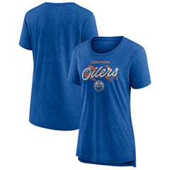 Edmonton Oilers Women's Hit the Ice Tri-Blend T-Shirt - Royal | US 202545475