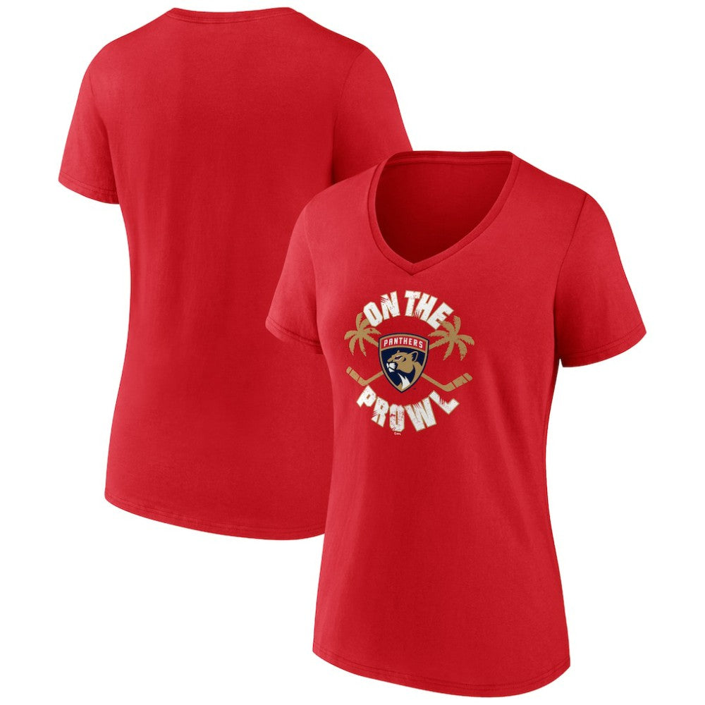 Florida Panthers Women's Active Edge V-Neck T-Shirt - Red | US 202545484
