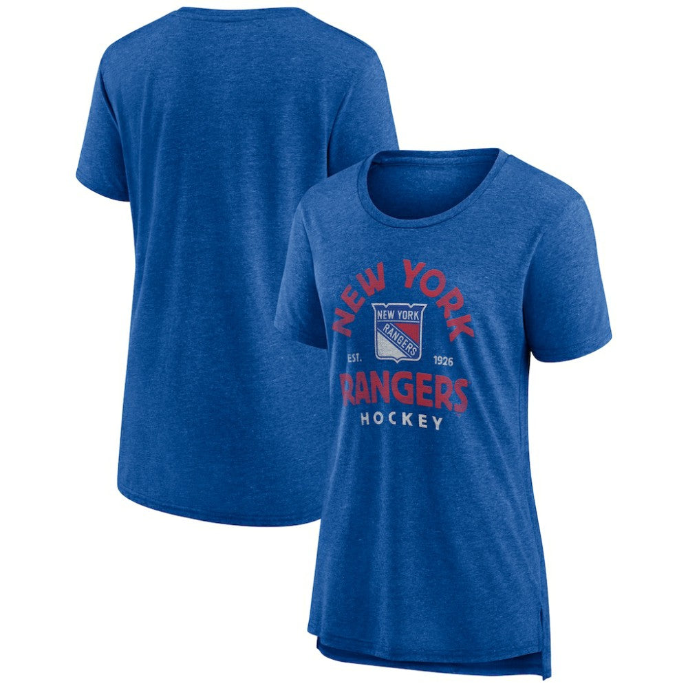 New York Rangers Women's Vintage Arch Tri-Blend T-Shirt - Blue | US 202545542