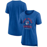 New York Rangers Women's Vintage Arch Tri-Blend T-Shirt - Blue | US 202545542