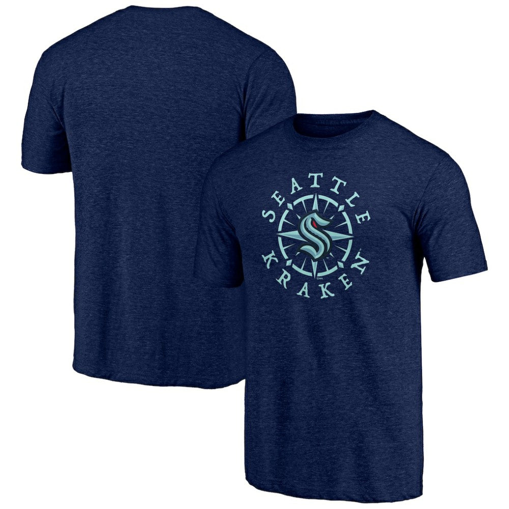 Seattle Kraken Shoot to Score Tri-Blend T-Shirt - Deep Sea Blue | US 202545564