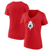 Vancouver Canucks Women's Canada Day V-Neck T-Shirt - Red | US 202545584