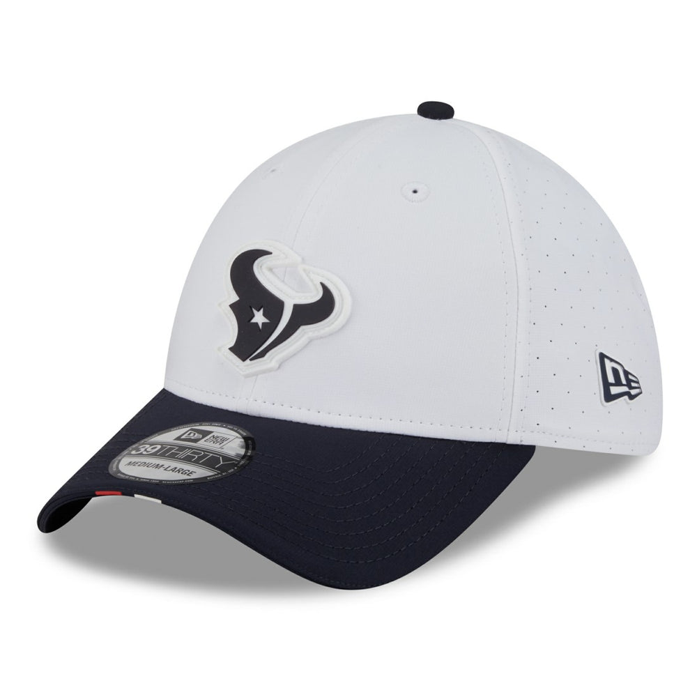 Houston Texans New Era 2025 NFL Training Camp 39THIRTY Flex Hat - White/Navy Hats