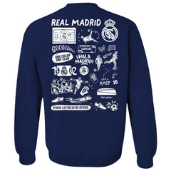 Real Madrid Vive La Fete Women's Impressions Artwork Pullover Sweatshirt Navy