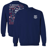 Barcelona Vive La Fete Women's Impressions Artwork Pullover Sweatshirt Navy