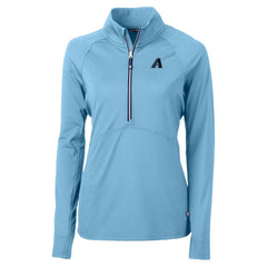 Arizona Diamondbacks Cutter & Buck Women's Raglan Adapt Eco Knit Stretch Recycled Half-Zip Top - Powder Blue Tops